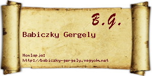 Babiczky Gergely névjegykártya